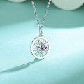 wholesale S925 Sterling Silver Cross-Border Moissanite Sun Necklace for Women, High-End Minimalist Small Circle Collarbone Chain Wholesale-0-1