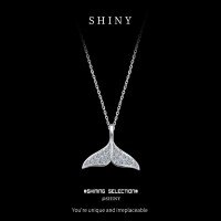 S925 Sterling Silver Mermaid Tail Pendant Necklace with Moissanite-S925 Sterling Silver + Moissanite