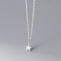 wholesale S925 Sterling Silver Inlaid Diamond Five-Pointed Star Necklace, Ins-Style Design, Elegant Women's Neck Accessory Y00172-0-4