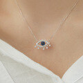 wholesale S925 Sterling Silver Demonic Eye Pendant Necklace for Women, Premium Deep Blue Eye Design, Exquisite and Unique Meteor Necklace-0-0
