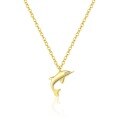 wholesale 18k Gold Plated S925 Sterling Silver Dolphin Pendant Necklace With Zircon, Ins Minimalist Design-0-0