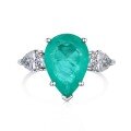 wholesale 925 Sterling Silver TikTok Viral Paraiba Ring Earring Necklace Set with Emerald Zirconia High-end Jewelry-0-13