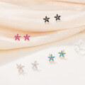 wholesale 925 Sterling Silver Earrings DIY Women's High-End Zircon Floral Ear Studs for Piercing-0-2