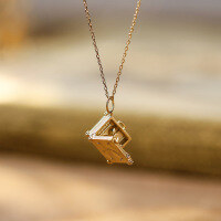 wholesale S925 Sterling Silver Gold-Plated Vintage Golden Newt Case Pendant with Openable Mini Suitcase Necklace Charm-Versatile naked chain>925 silver