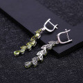 wholesale S925 Silver Light Luxury Fashionable Natural Peridot Earrings, Designed with Inlaid Natural Gemstone Ear Drops-0-3