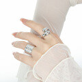 wholesale S925 Sterling Silver 205 Irregular Mirror Surface Misaligned Crossover Ring for Women High-End Small Original Ins Open Ring-0-3