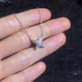 S925 Silver Moissanite Full Diamond X-Shaped Necklace Wholesale-0-1