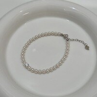 wholesale 925 Sterling Silver Basic Round Austrian Swarovski Crystal Pearl Zircon Square Sugar Bracelet Light Luxury Niche Exquisite-4mm white pearl [approximately 15.5+3cm] 925 silver