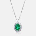 wholesale S925 Sterling Silver New European-Style Lab-Created Emerald Pendant Necklace for Women Wholesale Customization-0-2