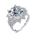 wholesale S925 Sterling Silver 10 Carat Moissanite Heart Blossom Ins Fashion Ring Cross-Border E-commerce Wholesale-0-4