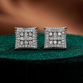S925 Sterling Silver Rhombus Hip-hop Cubic Zirconia Stud Earrings-0-4