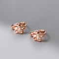 wholesale S925 Sterling Silver Ins-style Small Fresh Hollow-out Single Diamond Flower Ear Stud Minimalist Women's Earrings M04550-0-3
