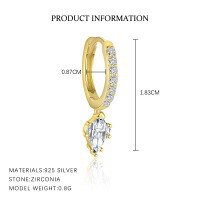 wholesale S925 Sterling Silver Geometric Zircon Earrings For Women, European And American Fashion Set, French Luxury Ear Cuffs-E4799-Gold/Pair 925 Silver
