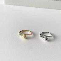 wholesale S925 Sterling Silver Waterdrop Ring Minimalist Ins Style Adjustable Open Ring Index Finger Wholesale-Copper platinum plated Adjustable opening