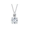 wholesale S925 Sterling Silver 10-Carat Square Asscher Cut Moissanite Necklace and Earrings Set for Women-0-1