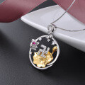 wholesale S925 Silver Zircon Lotus Pendant Necklace, Vintage Style Cross-Body Chain for Women, Fo-inspired Accessory-0-5