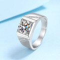 wholesale 925 Sterling Silver Domineering Men's Ring Telepathy Style Micro-Inlaid 1 Carat 2 Carat Moissanite Ring Gift for Boyfriend-0-1