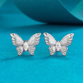 wholesale S925 Sterling Silver Plant-inspired Vintage Brushed Dreamy Butterfly Ear Studs Fashion Versatile High-end Sense Earrings-0-0