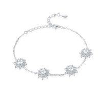 wholesale 925 Silver New Sunflower Star Bracelet, Small Batch High-End Designer Pure Silver Hand Jewelry Ins Wholesale-Platinum 925 silver