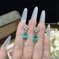 Metal Earrings and Necklace Set, Light Luxury Style, Paraiba Color Drop Design-0-3