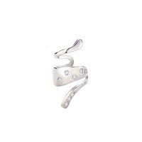 wholesale S925 Silver Trendy Irregular Ear Cuff with Inlaid Diamonds, Niche and Versatile Ear Accessory for No Piercing-xb1117-white gold (single)