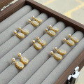 wholesale 18k Gold Plated S925 Silver Natural Hetian Mutton Fat White Jade Pearl Stud Earrings-0-2