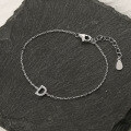 wholesale S925 Sterling Silver Letter D Bracelet with Micro-Paved Zircon, Fashionable for Commuting, Simple for Daily Wear, Stackable Matching Bracelet Accessory-0-1