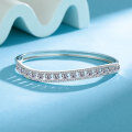 Sterling Silver S925 Double Row Moissanite Semi-Circle Bracelet for Women-0-0