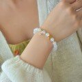 wholesale Gold-plated 925 Silver New Chinese Style 'Fu' Character Hand-woven Ice Jadeite Ruyi Lock Bracelet with White Agate Beads-0-6