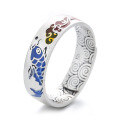wholesale S925 Sterling Silver Retro Artistic National Tide Enamel Auspicious Clouds Koi Fish "Year After Year Abundance" Implied Meaning Unisex Ring-0-6