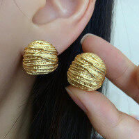 wholesale S925 Sterling Silver All-Over Red Elk Irregular Ear Studs, Minimalist and Versatile, Trendy Internet-Famous Women's Earrings-BE0156-Gold 925 Silver