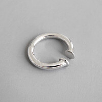 wholesale S925 Sterling Silver EF223 Korean-style Ear Cuff INS Minimalist Geometric Hoop Earrings for Non-Pierced Ears Unisex Ring-Platinum [single] / can be made into a ring 925 silver
