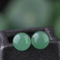 wholesale 925 Sterling Silver Inlaid 8mm Aventurine Earrings, Hanfu Qipao Vintage Style Green Bead Jade Earrings for Women-0-0