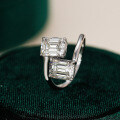 S925 Silver Moissanite Emerald-Cut Ring for Women-0-0