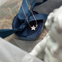 wholesale S925 Sterling Silver Star Shell Necklace for Women, Minimalist and Unique Small Design Sense Collarbone Chain, Versatile Accessory-Shell Pentagram Necklace - White Gold &gt; 925 Silver