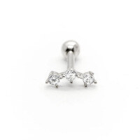 wholesale S925 Sterling Silver Threaded Three-zircon Mini Cartilage Ear Studs, Hot Selling In Europe And America-Single platinum