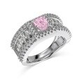wholesale S925 Sterling Silver Cross-Border Women's Ring, Small and Niche Luxury Princess Pink Ice Flower Cut 8A Zircon Oval Ring with Exquisite Rhinestones-0-9