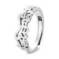 wholesale Metal S925 Sterling Silver Retro Vintage Creative Hollow-Out Lettering Ring, Unisex Fashion Trend Versatile Band-0-6