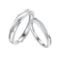 wholesale S925 Sterling Silver Adjustable Möbius Strip Love Frequency Couple Rings, Minimalist and Niche Luxury Matching Bands-0-4