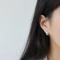 wholesale S925 sterling silver EA454 Korean-style versatile earrings with a minimalist geometric triangle design, INS-inspired ear clips for women-0-3