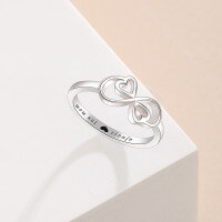 wholesale S925 Sterling Silver Temperament Love Ring Women'sTEMU Shein Jewelry-Platinum US 9