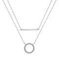 wholesale Metal circle bar double layer overlapping moissanite women's necklace wholesale fashion personalized collarbone chain high-end luxury jewelry-0-4