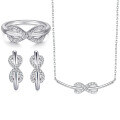 wholesale S925 Sterling Silver Cross-Border Hot-Selling European and American Jewelry Set: Ring, Earrings, Necklace Trio with Minimalist Design-0-0