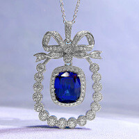 wholesale 925 Silver Zhuo Zhifan Jewelry New 10*12 Simulated Sapphire Pendant Women's Live Stream Style-N178 Blue Diamond 925 Silver