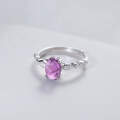 wholesale S925 Sterling Silver Fresh Sweet Ins Style Exquisite Minimalist Design Amethyst Ring with Crystal Zircon R02337-0-4