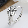 wholesale S925 Sterling Silver Trendy Tassel Ring/Meteor Chain Tassel Ring Fashion Euro-American Punk Style Band-0-2