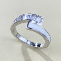 wholesale S925 Silver Square Zircon White Shell Double Row Ring for Women, Small Unique Design Minimalist Jewelry Live Stream-0-4