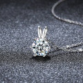 Sterling Silver Classic Six-Prong Necklace Women's Simple Pendant Moissanite Cross-Border Jewelry-0-0