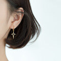wholesale S925 silver cross earrings for women, minimalist ins style, radiant star geometric hollow ear clasp G3153-0-2