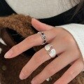wholesale S925 sterling silver flower ring for women, new style, Korean-inspired, niche, luxury, fashionable, matte, irregular ring-0-1